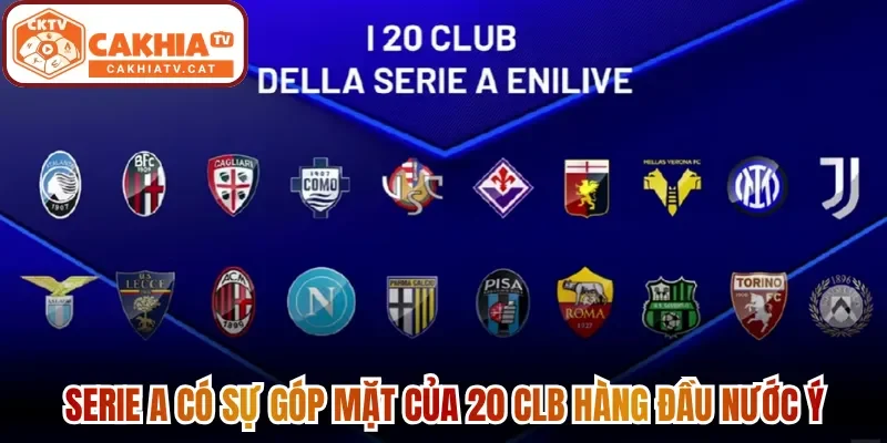 Serie A có sự góp mặt của 20 CLB hàng đầu nước Ý